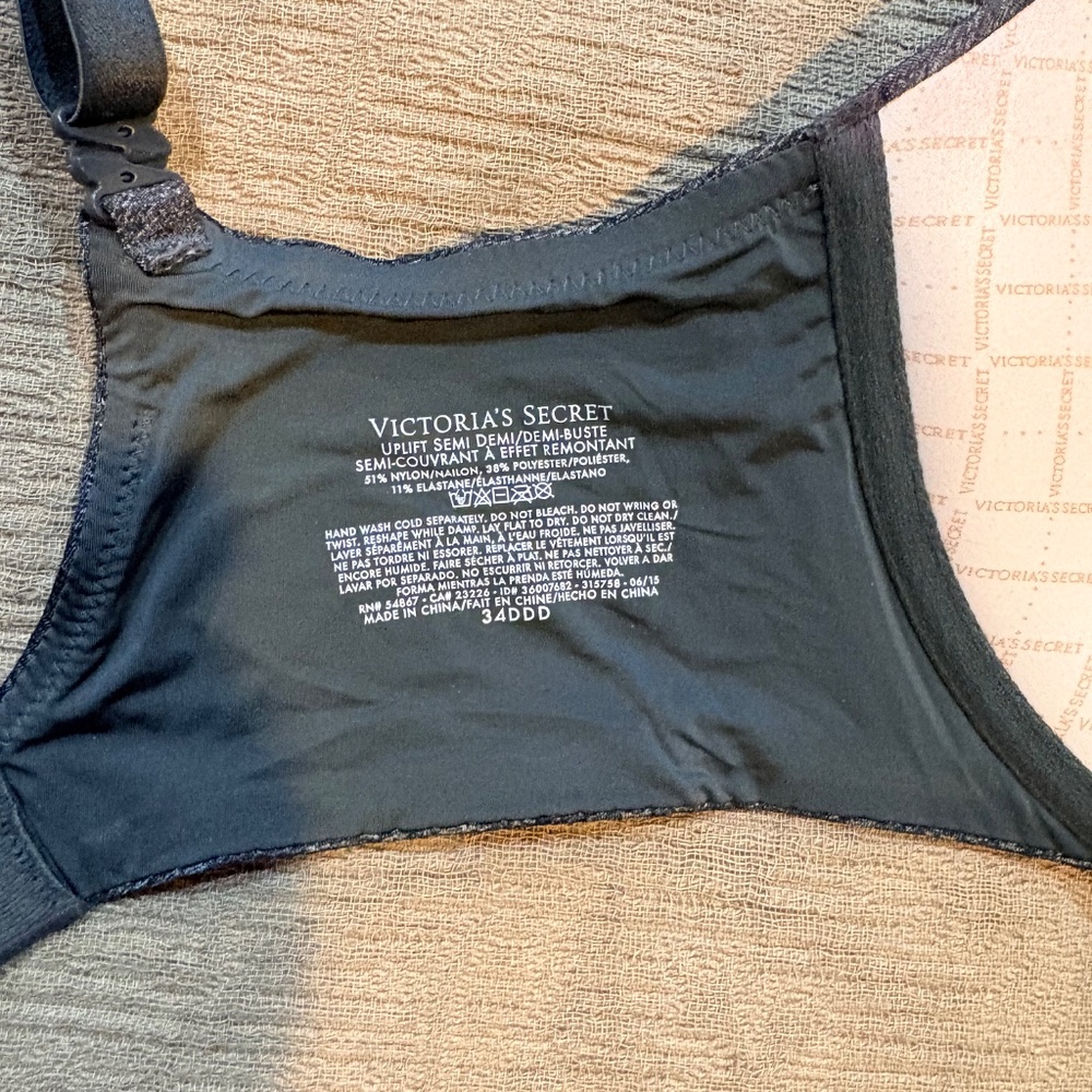 Victoria's Secret Uplift Semi Dem Bra Black & Gray Women's 34DDD - Picture 6 of 6